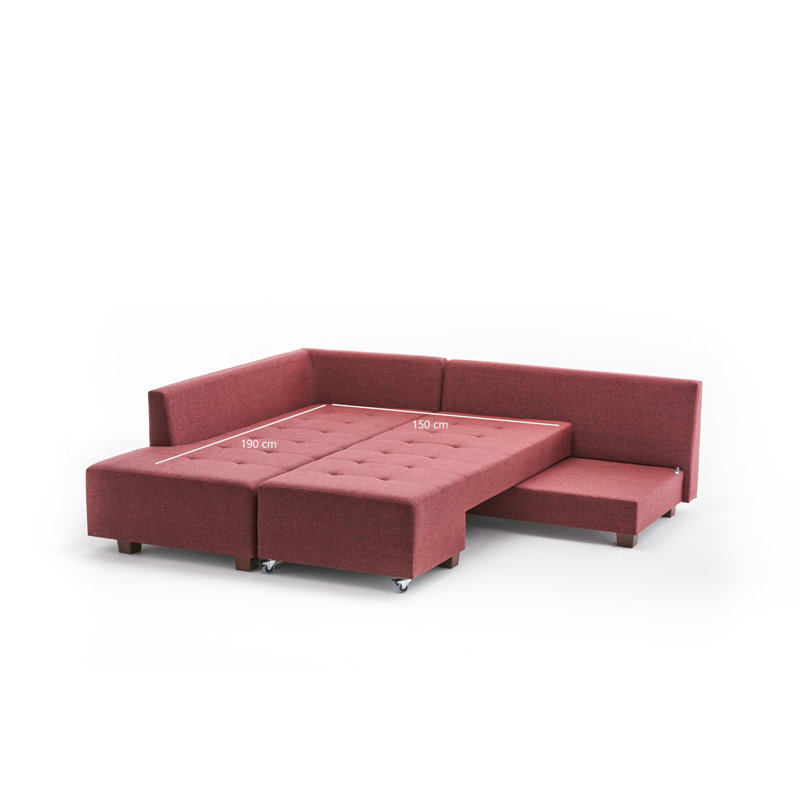 Canapé-lit large de 110,2 po Harjeevan, Orienté à gauche (vu de face), 100 % polyester rouge bordeaux
