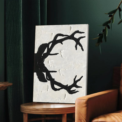 1 pièce, art mural encadré, art abstrait moderne noir et blanc avec une branche texturée, peinture sur toile minimaliste contemporaine pour le salon, la chambre à coucher, le bureau, la maison, décoration murale unique en acrylique faite à la main