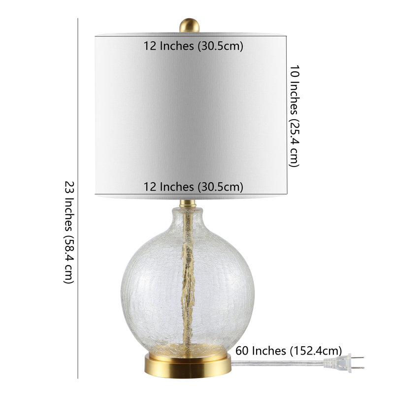 Lovell 23" Clear Glass and Gold Table Lamp with White Shade