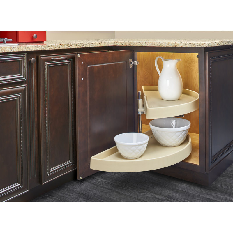 Organisateur paresseux en demi-lune Rev-A-Shelf, L 31,4375 po, Crème