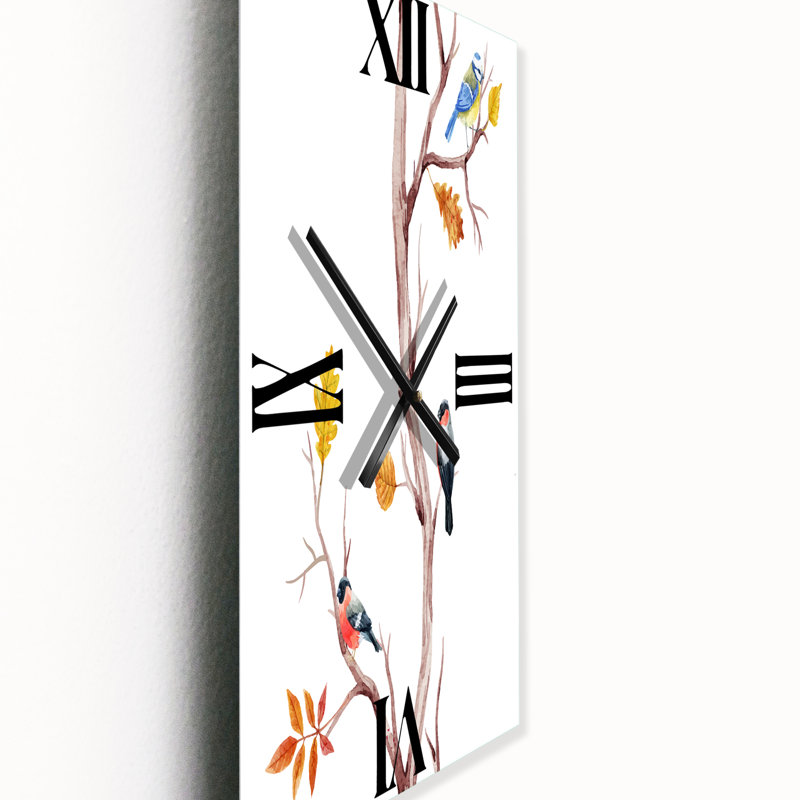 Horloge murale petits oiseaux sur les branches d'arbre IV, Grand