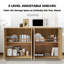 Buffet cannelé cannelé avec rangement, grande armoire d'appoint en bois de 55 po avec tablettes réglables et 4 portes-133109690