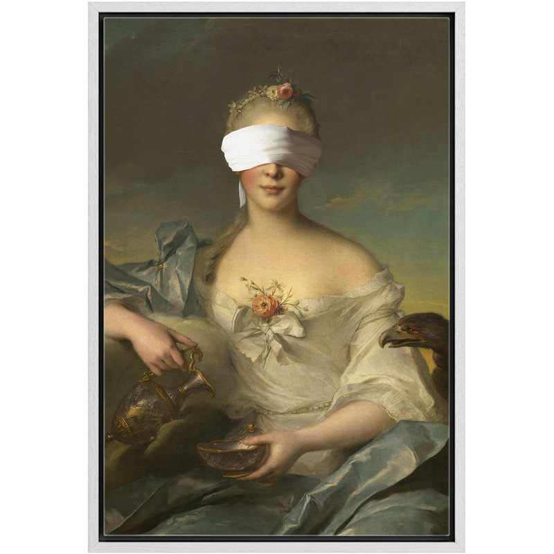 «Paint Stroke Face French Woman», H 36 po x l 24 po, Cadre flottant blanc