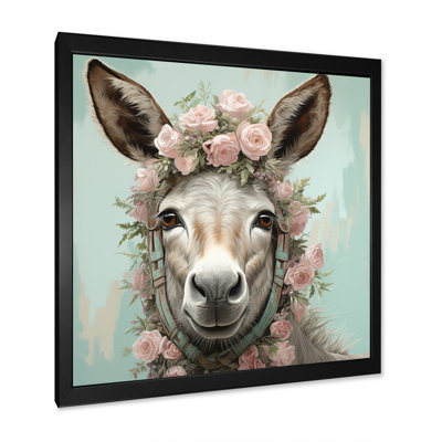 Adorable portrait floral d'âne - art mural d'âne