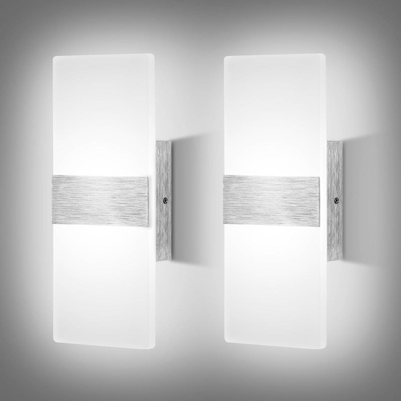 Ensemble de 2 appliques murales à intensité variable à DEL, lampe murale moderne 12 W pour le couloir du salon, blanc froid, HS821-2
