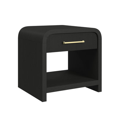 Palaiseur End Table with USB in Black with Grain by Millwood Pines