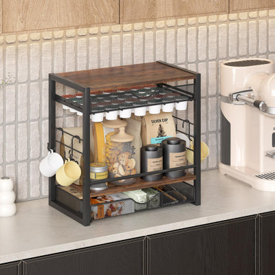 4-Tier Coffee Bar Multi-Function Kitchen Accessory Rack