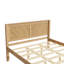 Structure de lit plateforme en bois massif grand lit avec tête de lit à chevrons, lit à panneaux à chevrons Farmhouse, dégagement sous le lit, aucun sommier requis, finition chêne naturel