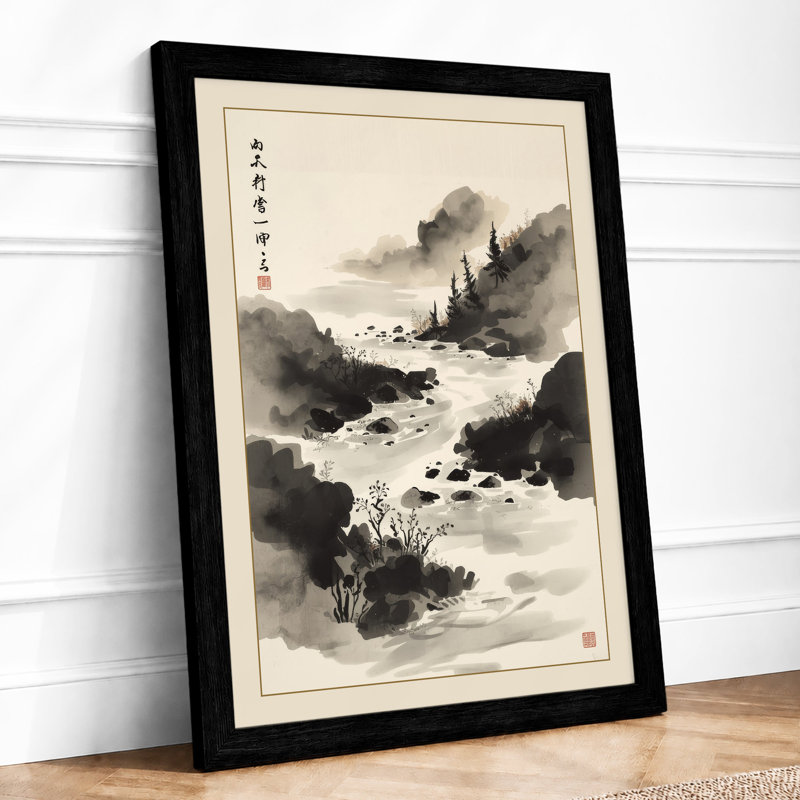Mountain Mist Japandi - Print, A2 - 59.4 x 42.0 cm, Black