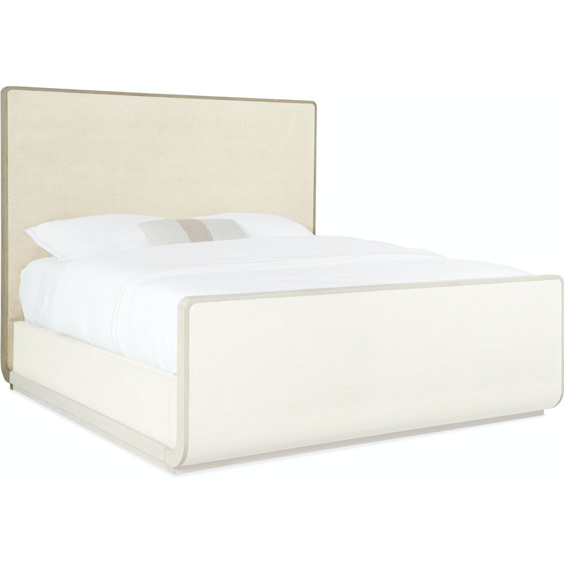 Serene Retreat Oak and Burlap Queen Sleigh Bed with Storage