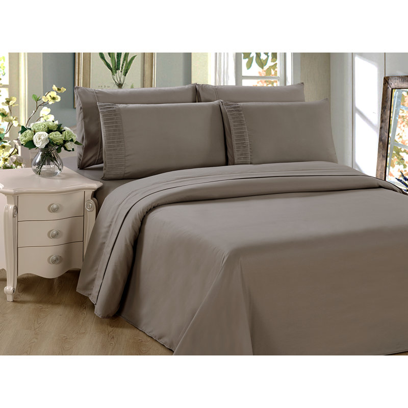 Ensemble de housse de couette , Housse de couette simple + 1 taie décorative stan, Taupe