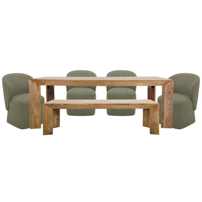 86 In. Rectangular Dining Table With 4 Upholstered Chairs