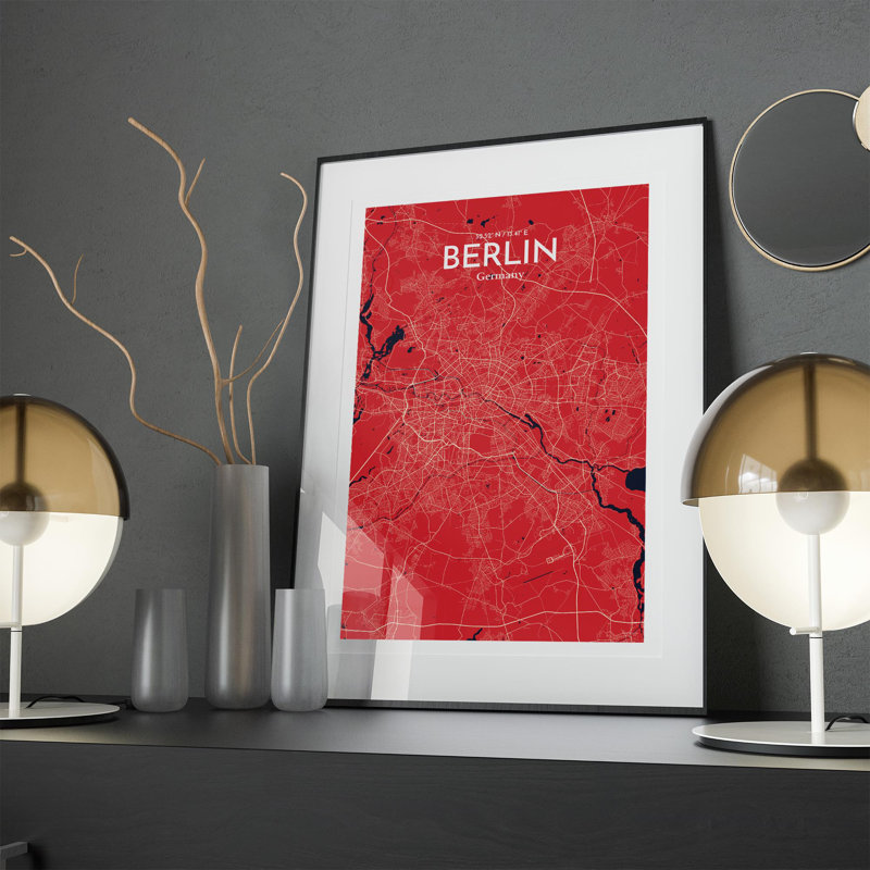 Berlin City Map In Nautical - No Frame Print, 17cm H x 11cm W x 0.05cm D