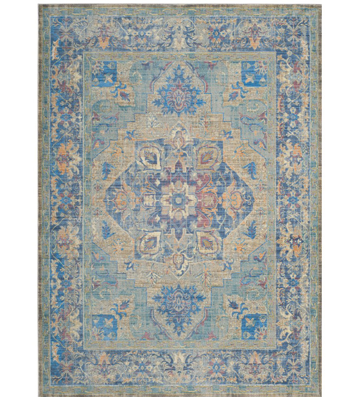 Power Loom Performance Blue/Gray/Beige Rug, Rectangle 8' x 10'