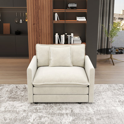 Canapé en chenille de 41,5 po de style minimaliste moderne (2 coussins d'accoudoirs non inclus)