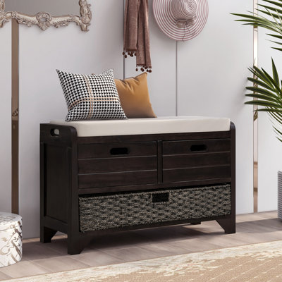 Banc de rangement avec panier amovible et 2 tiroirs