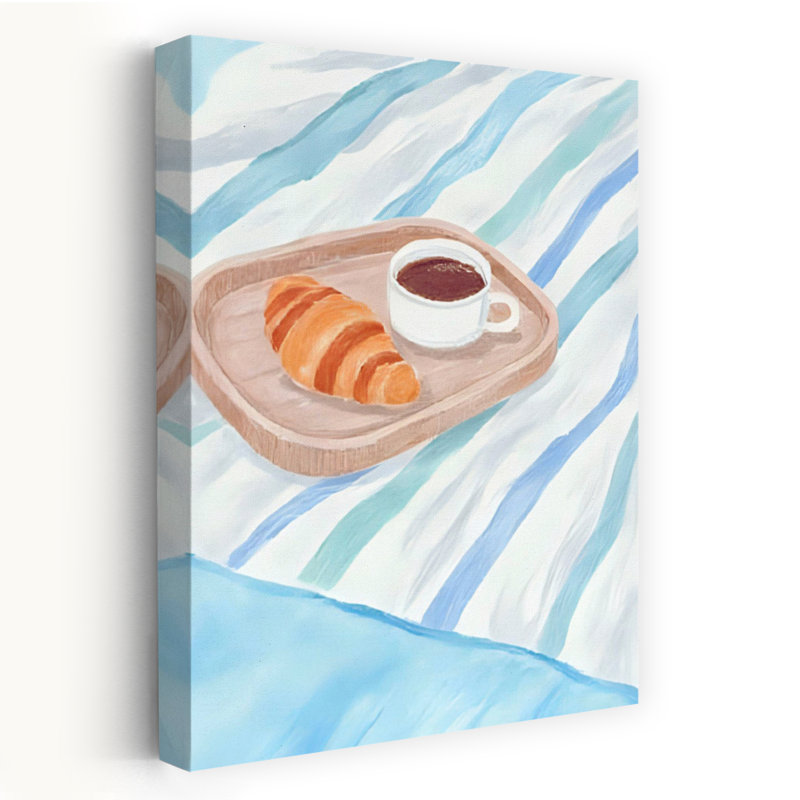 «Cozy Breakfast In Bed», reproduction d'art mural contemporain, 24" H x 16" W