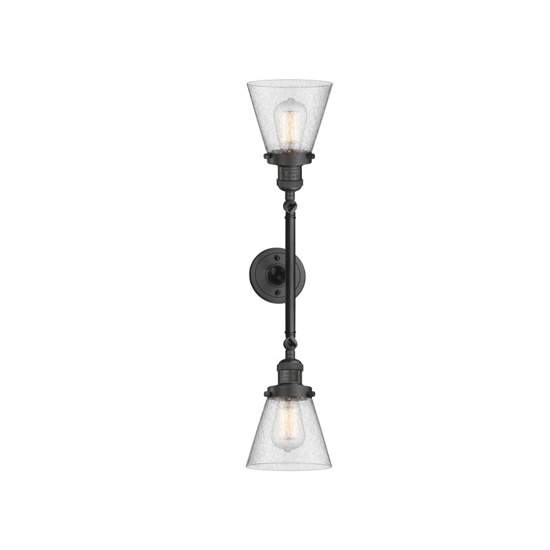 Éclairage de meuble-lavabo inclinable 2 lumières Cone, Ampoule à DEL rétro de 6 watts, Bronze frotté à l'huile, Grainé