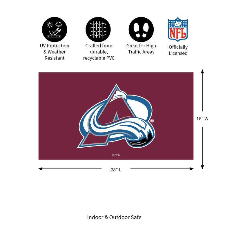 Tapis en PVC polychrome, 16 po x 28 po, Colorado Avalanche