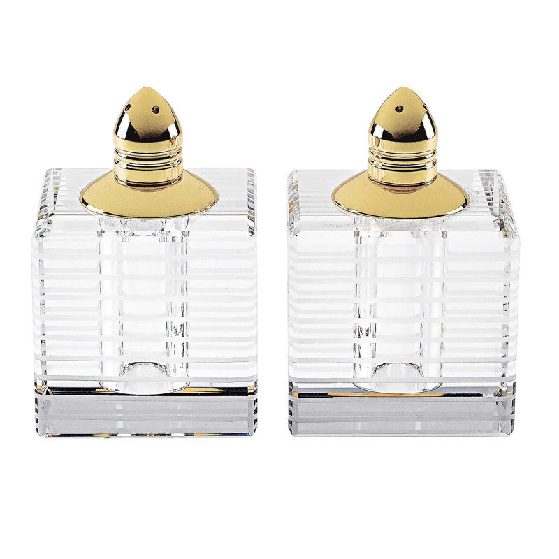 Ensemble salière et poivre Badash Crystal Badstripes, Or