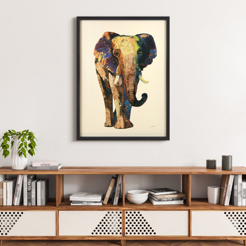Éléphant encadré sur papier