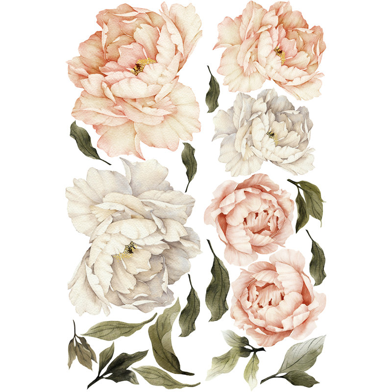 Adhésif décoratif pivoines Hiya, Orange