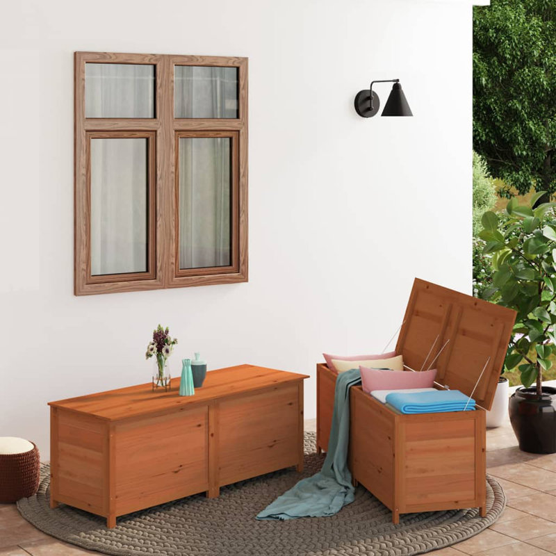 Water Resistant Fir Solid Wood Deck Box, Brown