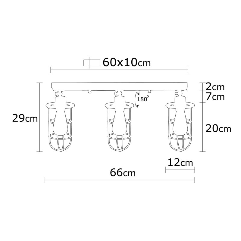 Plafonnier semi-encastré 3 lumières 25,98 po Dawley
