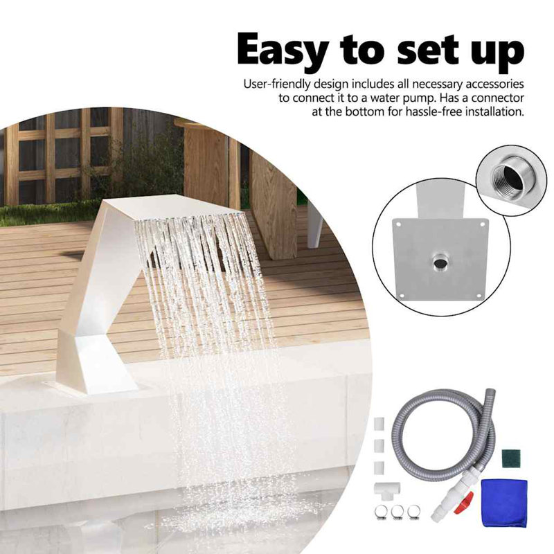 Garlough vidaXL Pool Fountain, Stainless Steel 304 Construction, Chlorine-Resistant, 25.2" x 11.8" x 20.5"