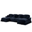 Canapé modulaire en chenille bleu à 4 places avec accoudoirs évasés, jupes de plis à volants détachables et pieds fuselés, coussin décoratif doux et confortable avec repose-pieds Cloud-163067219