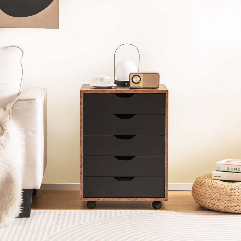 Izmir 5 -Drawer File Cabinet, Black/Brown
