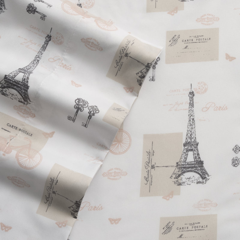 Whimsical Print Sheet Set, King Sheet Set + Fitted Sheet + 2 Pillowcases