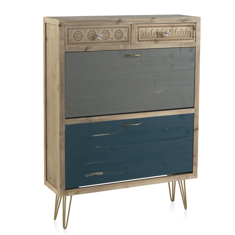 14 Pair Solid Wood Shoe Storage Cabinet