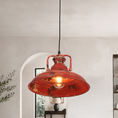 Luminaire suspendu bol industriel simple patiné avec ampoules