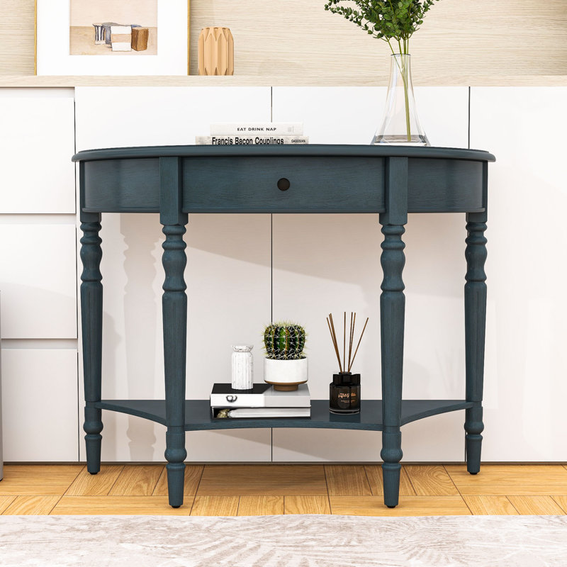 Console en treillis avec tiroir et tablette de style rustique Trexm Farmhouse, Marine