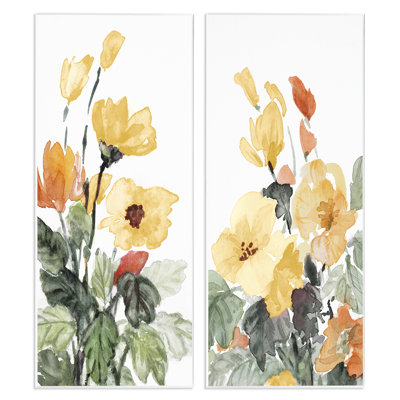 Yellow Spring Flowers 2 Piece Wall Plaque Art Set by Lanie Loreth