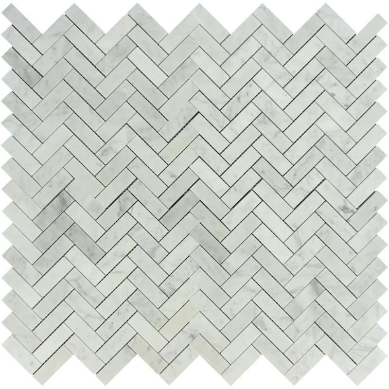 Carreau de mosaïque en marbre à chevrons 1 po x 3 po