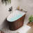 CASAINC 51" Solid Surface Freestanding Soaking Bathtub With Wooden Pattern
