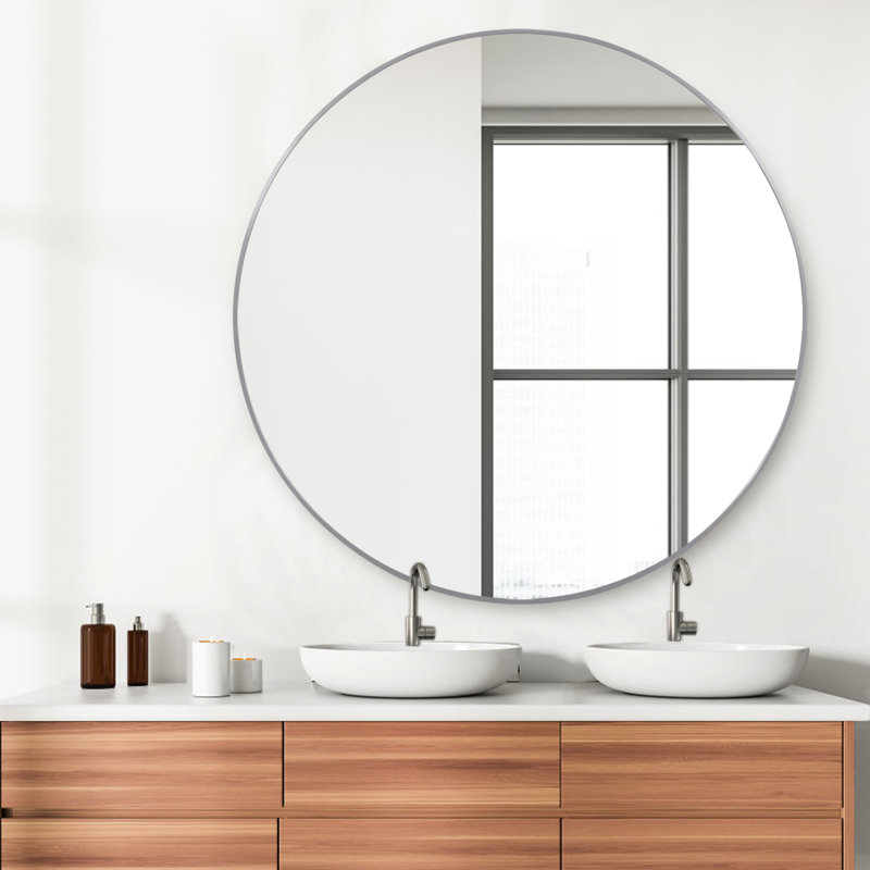 Miroir de salle de bain Akeela, 42 po x 42 po, Argent