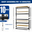 Étagères de garage robustes Adaeze, tablettes de rangement réglables en métal-124591786