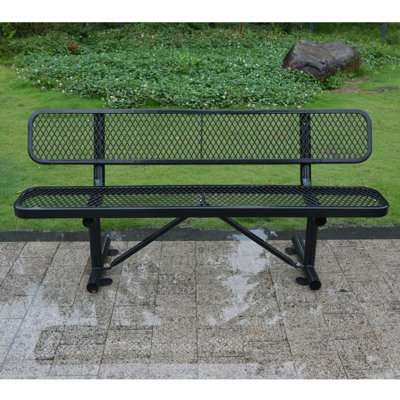 Outdoor Steel Bench With Backrest
