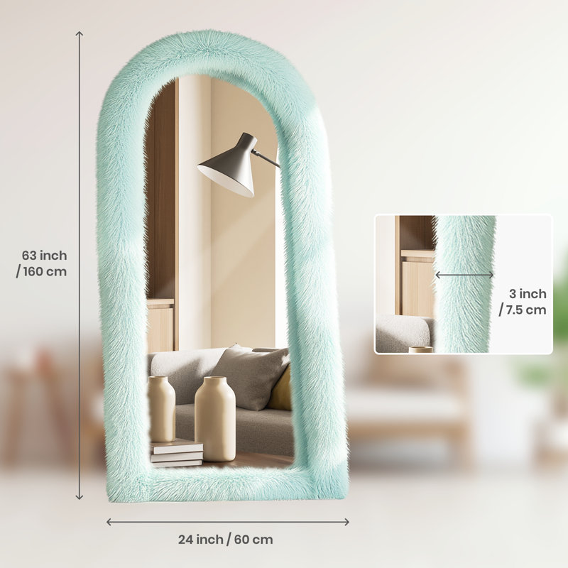 Miroir de plancher en bois manufacturé Jezell, 63 po x 24 po, Sarcelle