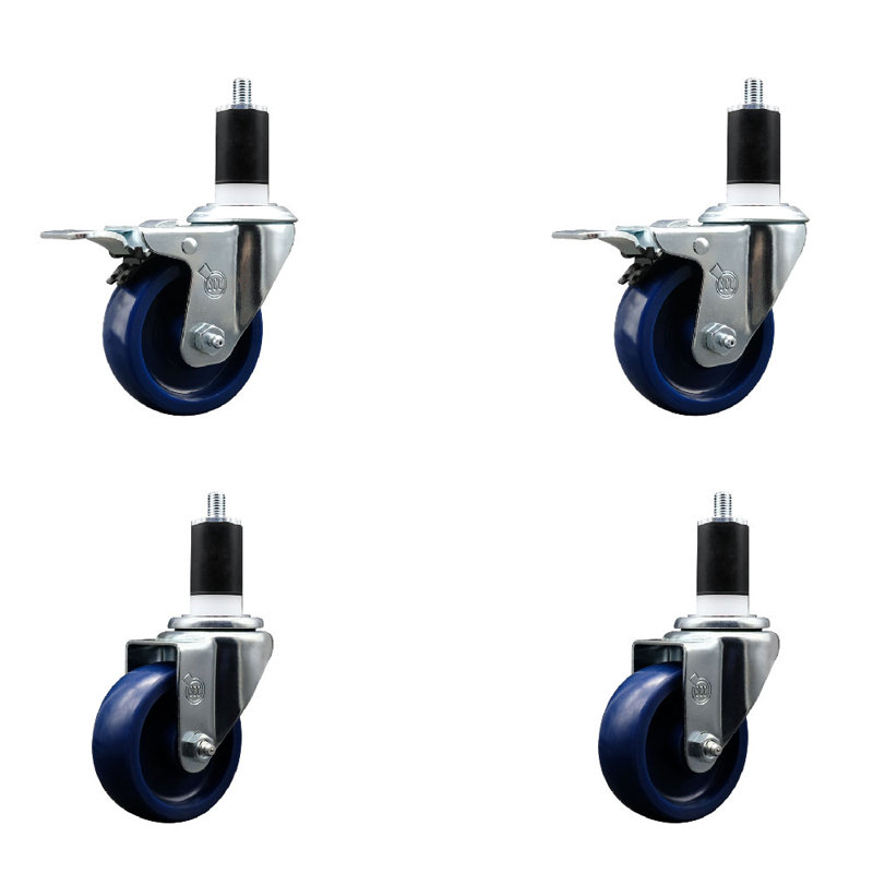 Ensemble de roulettes extensibles en poly 3,5 po pivotant de 3,5 po et 1 pouce 2 freins à verrouillage total