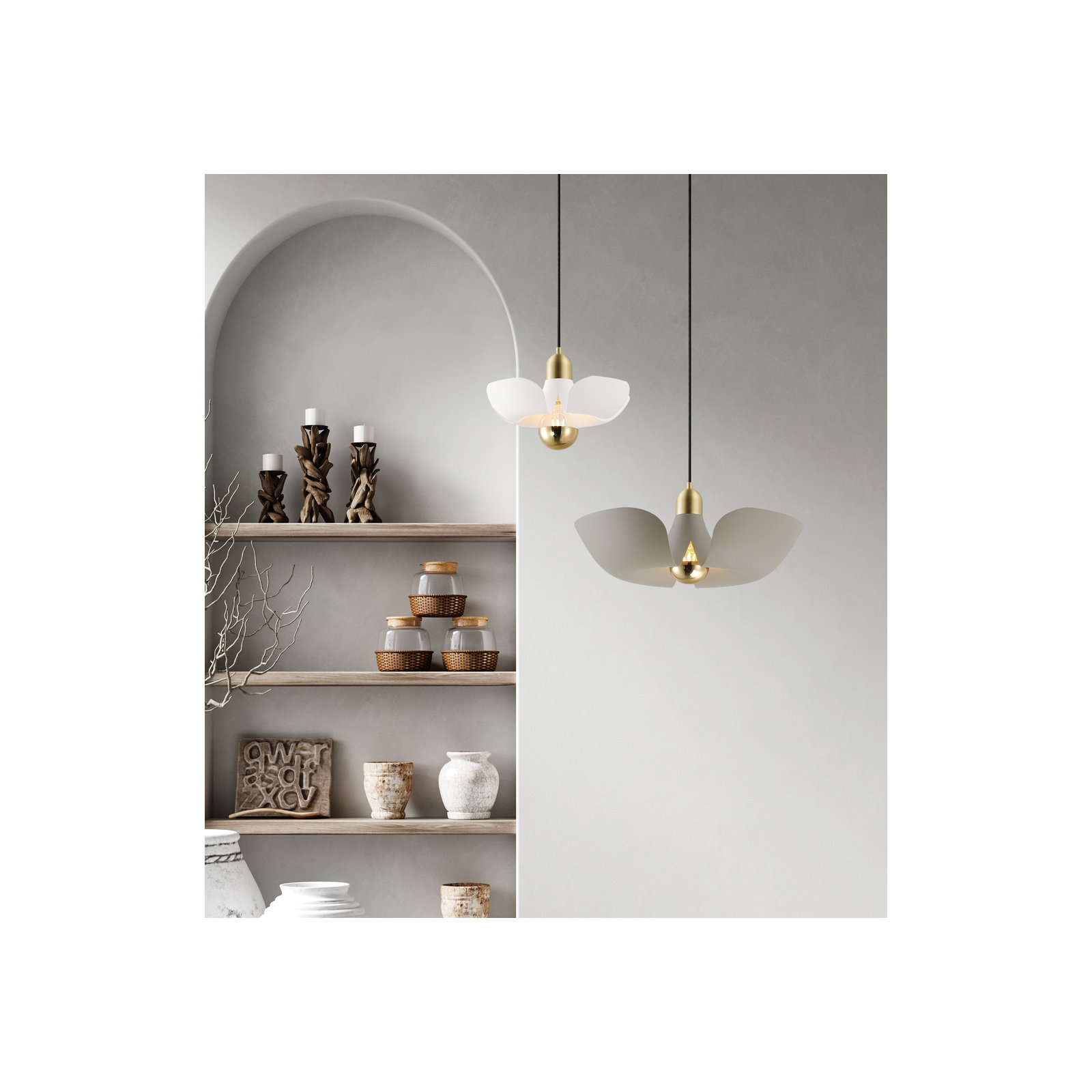 Arth Single Light Dimmable Pendant, Satin Brass/White