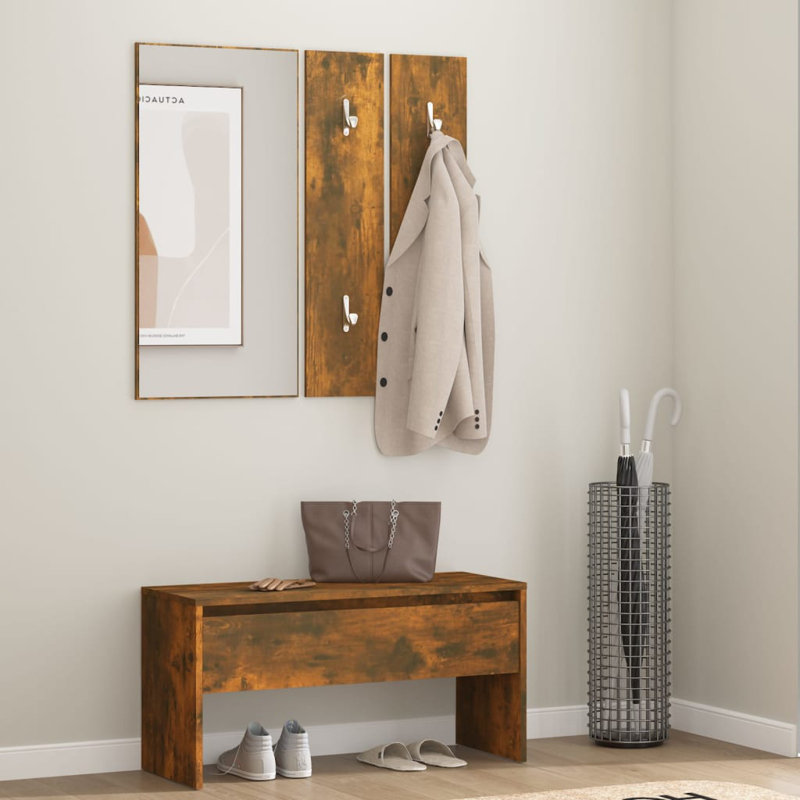 Ivens vidaXL Hallway Furniture Set Engineered Wood, Smoked Oak