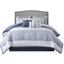 Couette de luxe bleu marine pour lit queen, 7 pièces - Doublure en microfibre douce avec taies d'oreiller, coussins décoratifs et jupe de lit inclus.