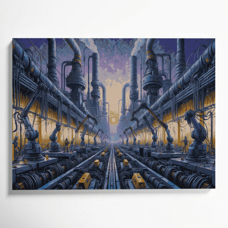 SciFi Robot maintenance districts Grey Canvas Wall Art, 11" H x 14" W