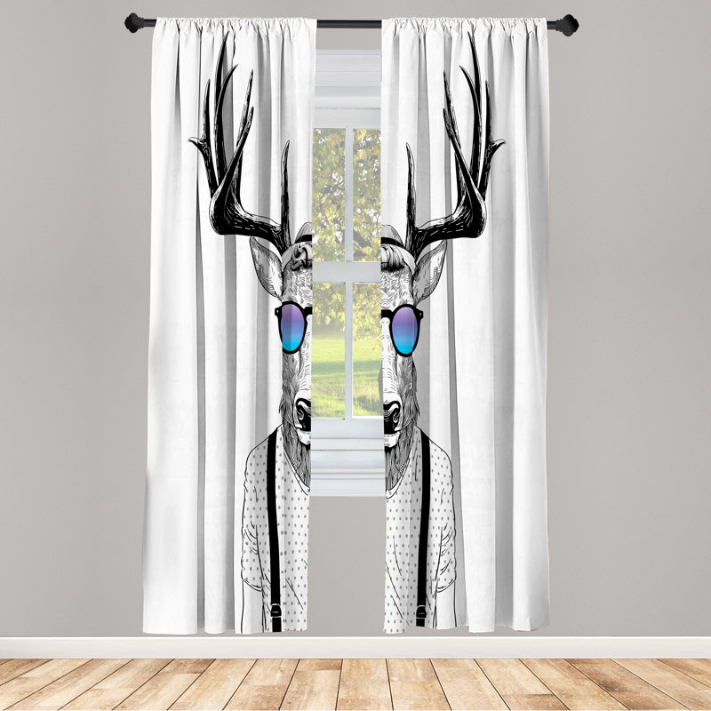 George Oliver Curtains, Charcoal/White, 28" W x 63" L