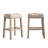 Oenone Backless Bar Stools, Upholstered Saddle Seat With Nailhead Trim, Weathered Wood Legs - Set of 2-305885224-292398646-292398651