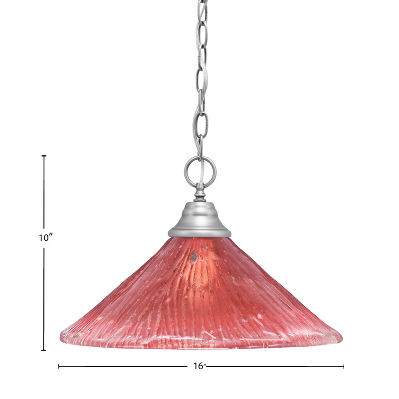 Luminaire suspendu en chaîne avec verre cristal ambré, H 10,5 po x l 16 po, Chrome chrome